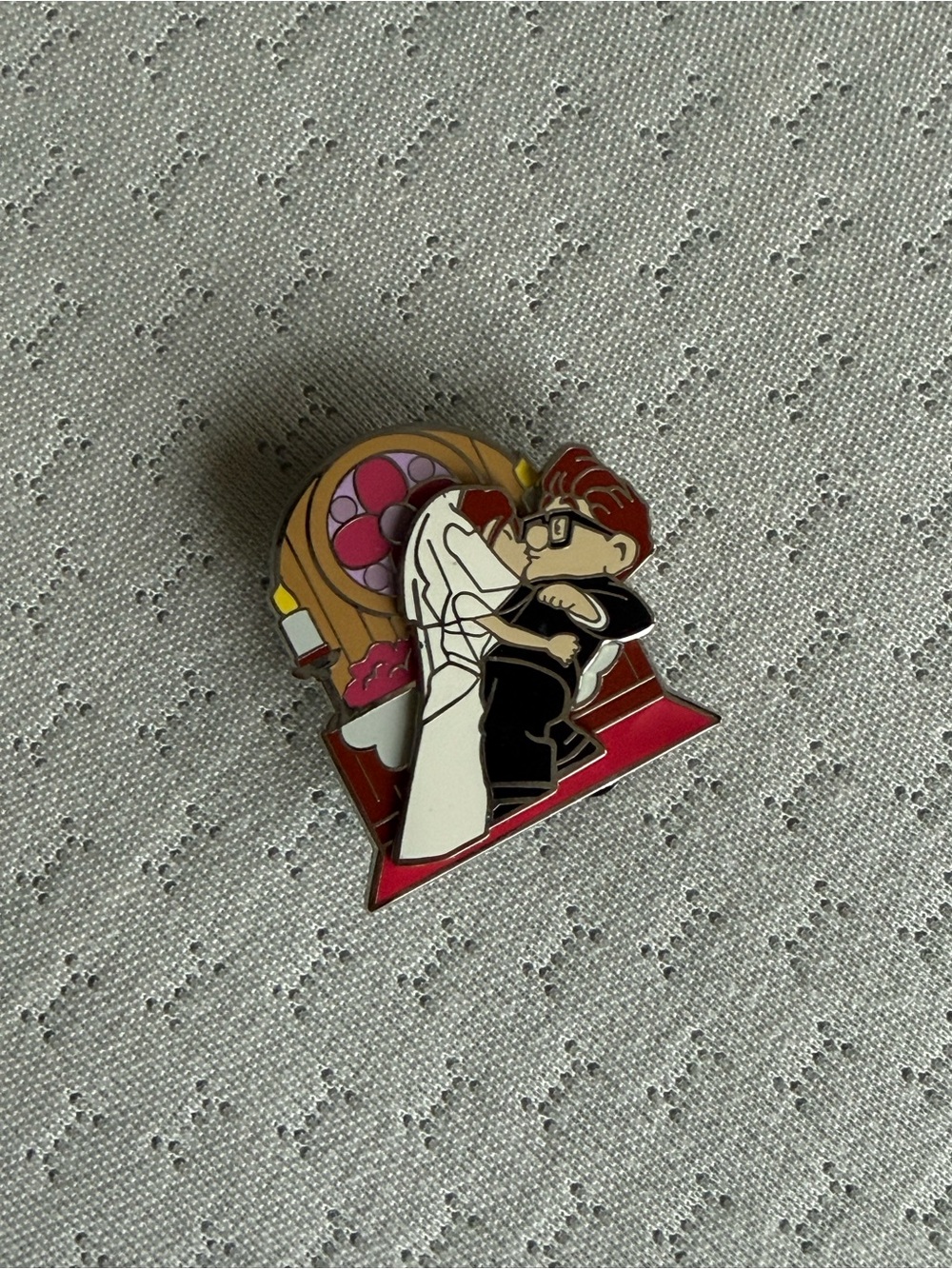 Disney Carl and Ellie Wedding Pin - Red, White, Black, Brown, Pink, Yellow